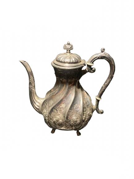 Silver-plated metal teapot