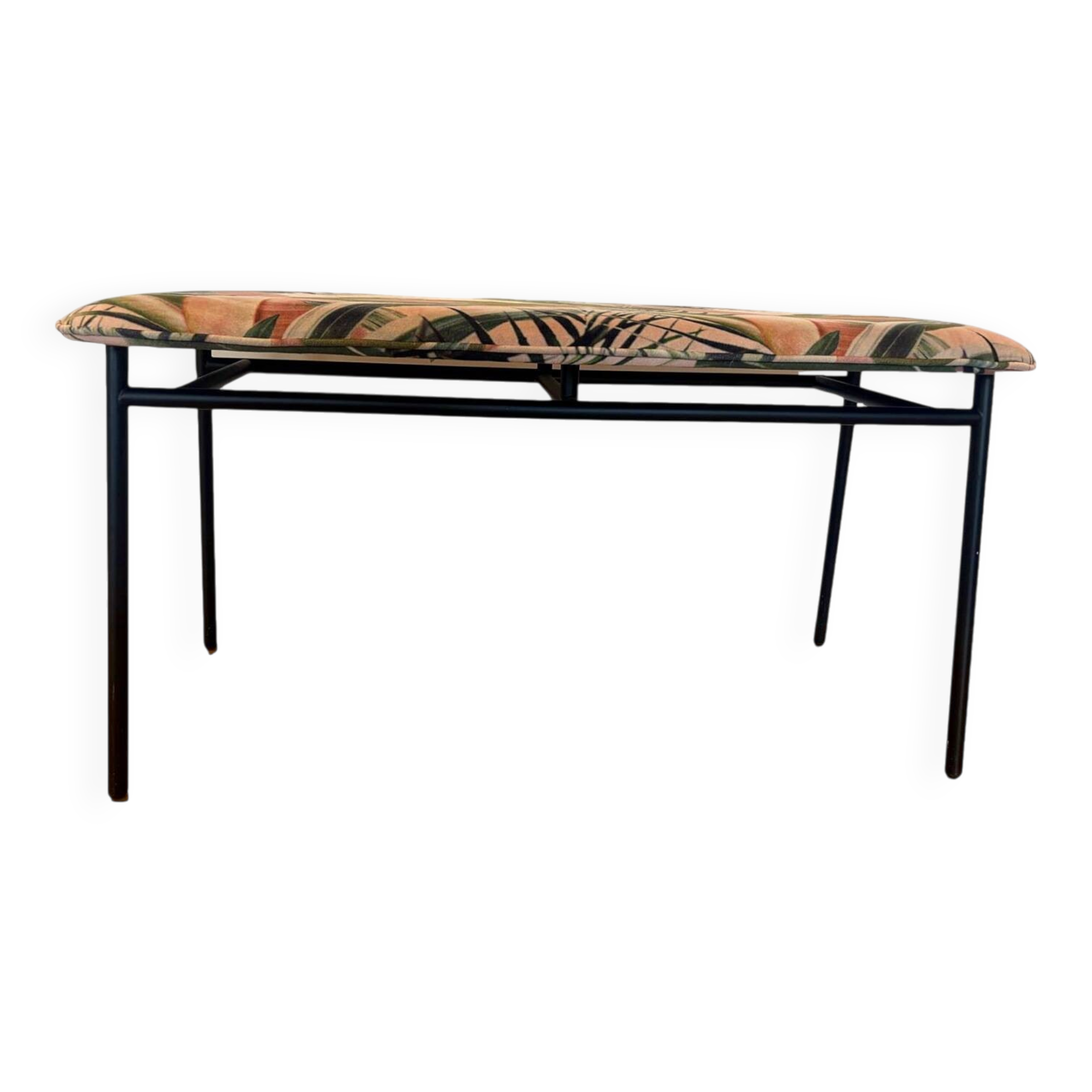 Calligaris bench in tropical patterned fabric