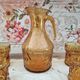 Vintage Italian orangeade or lemonade service 8 pieces 7 people textured amber glass