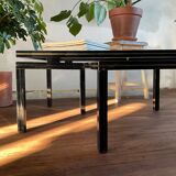 Pierre Vandel trundle coffee tables in lacquered metal and glass