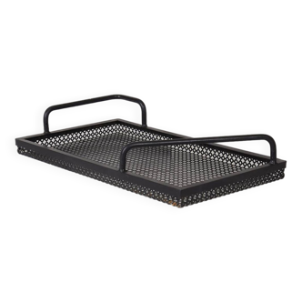 Black perforated metal tray