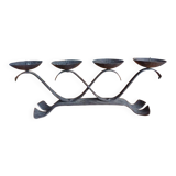 Candle holder with 4 lights in handcrafted wrought iron - Brutalist style