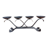 Candle holder with 4 lights in handcrafted wrought iron - Brutalist style