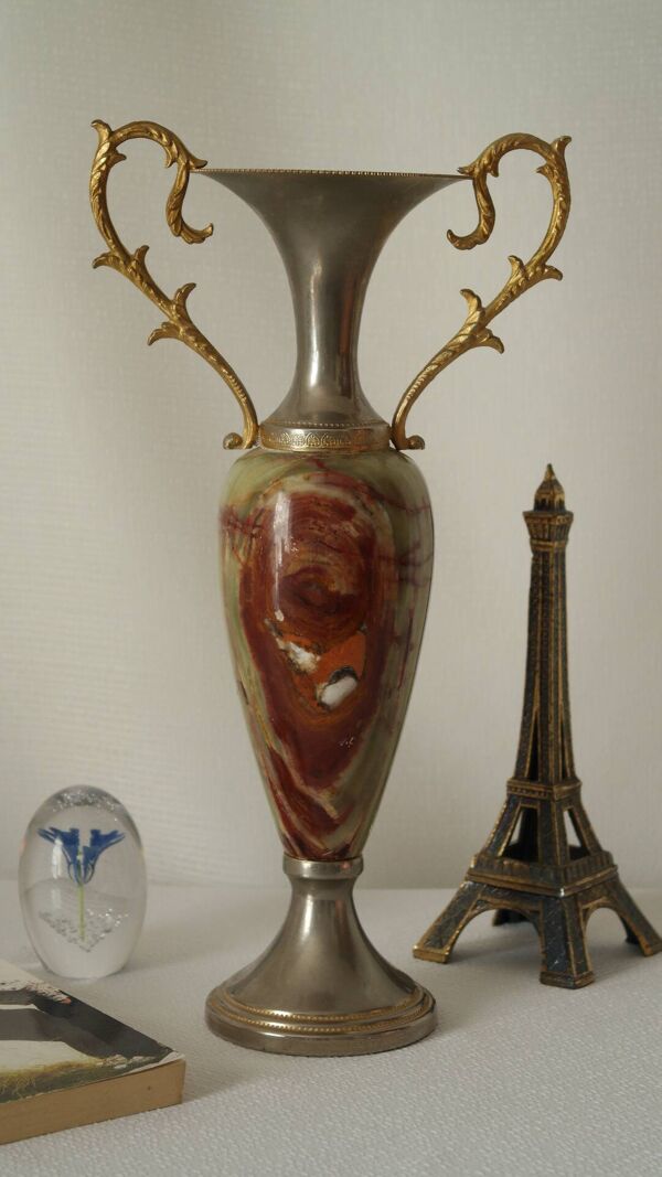 Amphore en onyx et etain vintage