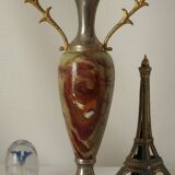 Vintage onyx and pewter amphora