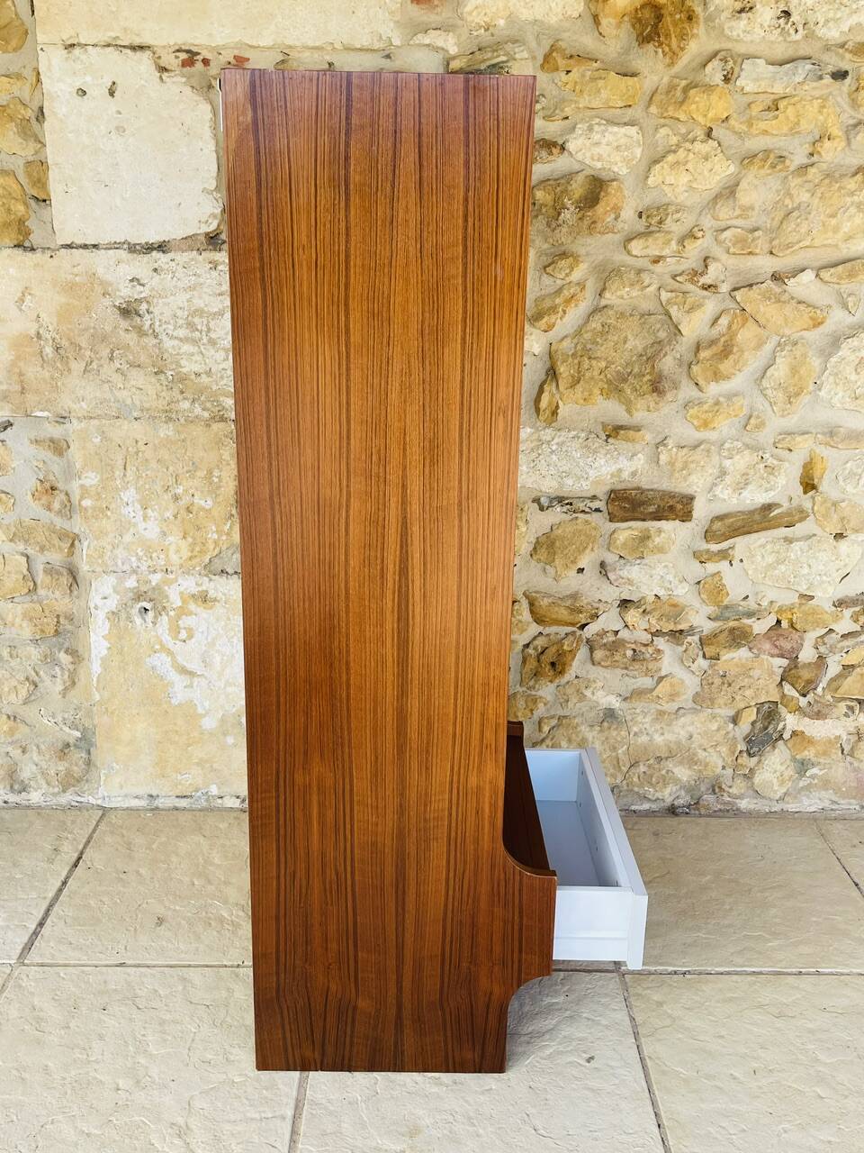 Vintage teak storage unit with shelves and drawer circa 1970s