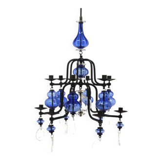 Glass chandelier, Erik Höglund, Boda Glasbruk & Smide, Sweden, 1970