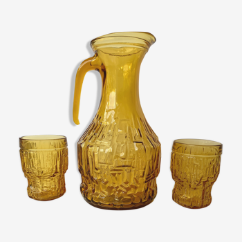 Pastis service Pitcher and amber glasses