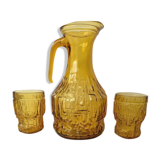 Pastis service Pitcher and amber glasses