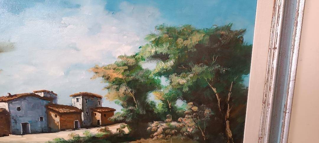 Landscape painting oil on canvas signed modanesi - canvas 70x50 cm - sabine countryside
