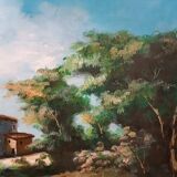 Landscape painting oil on canvas signed modanesi - canvas 70x50 cm - sabine countryside