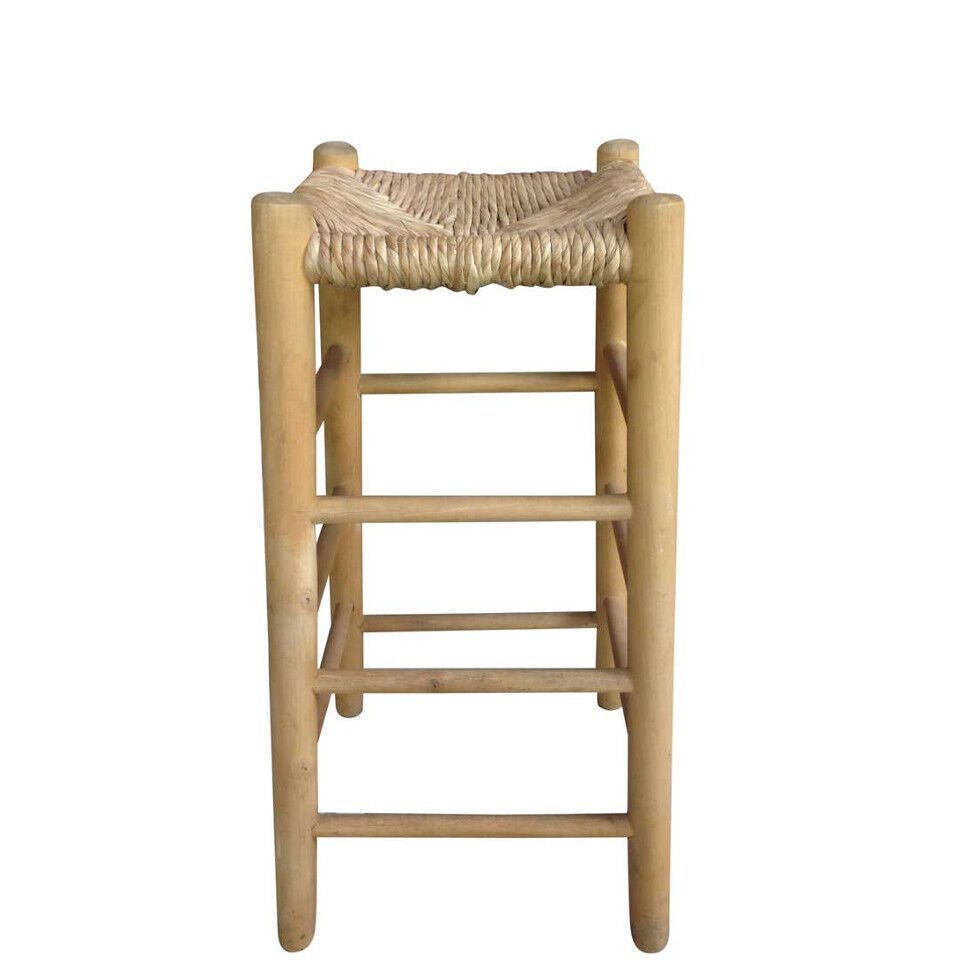 Wooden and straw stool