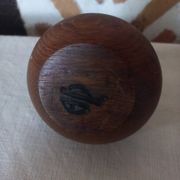 Ball shaped wooden candle holder