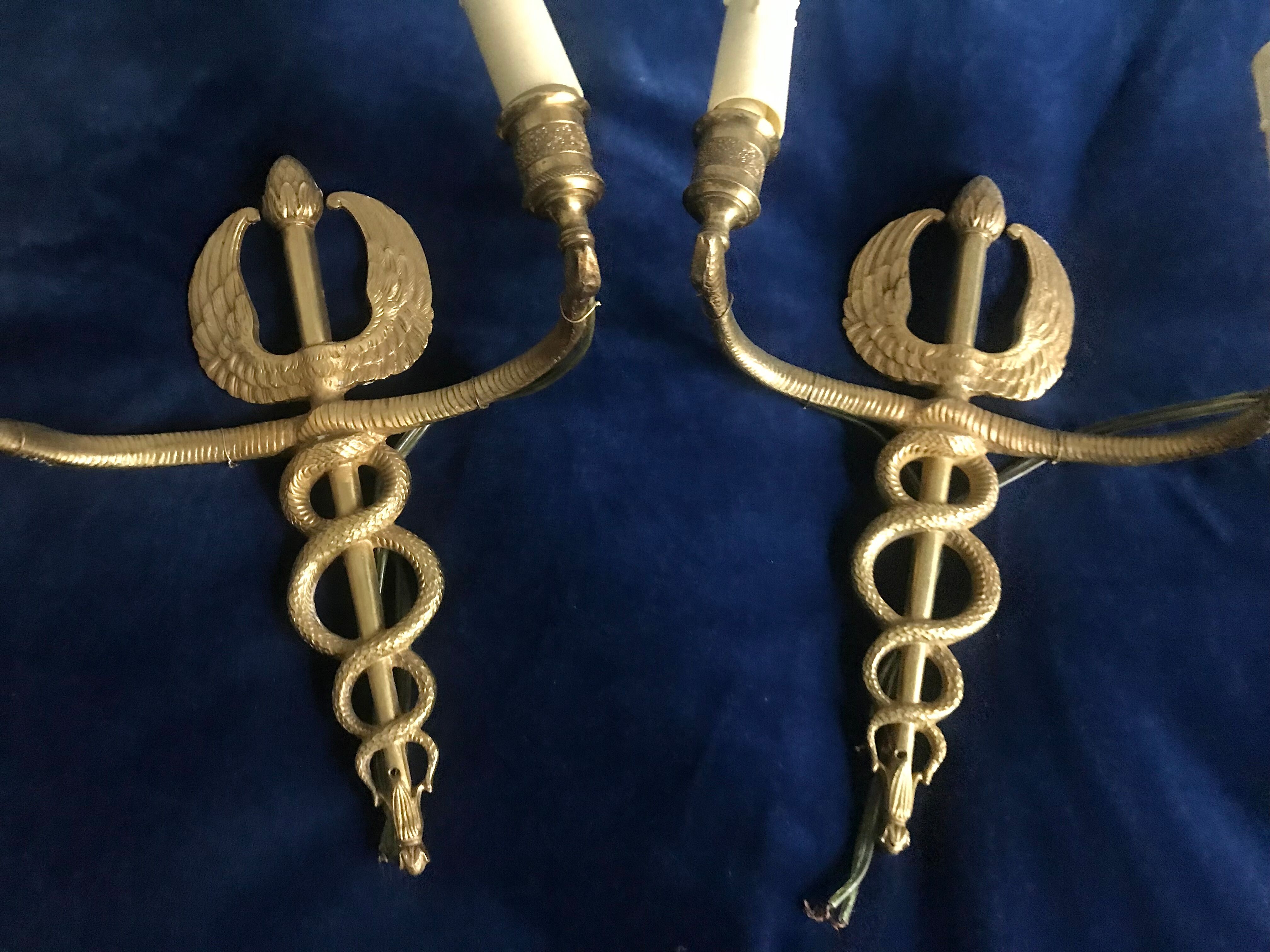Paire d’appliques en bronze époque empire