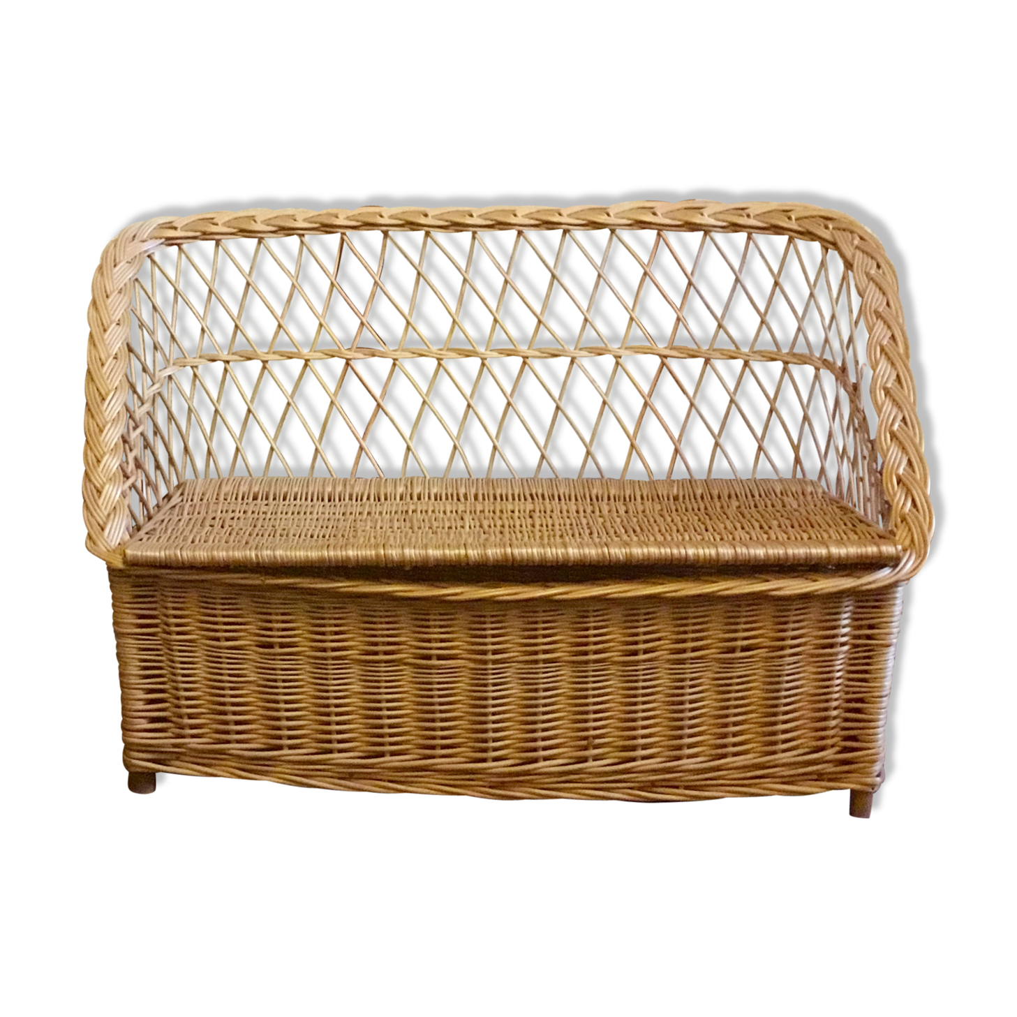1960 rattan chest bench