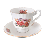 Coffee cup flowers autumn