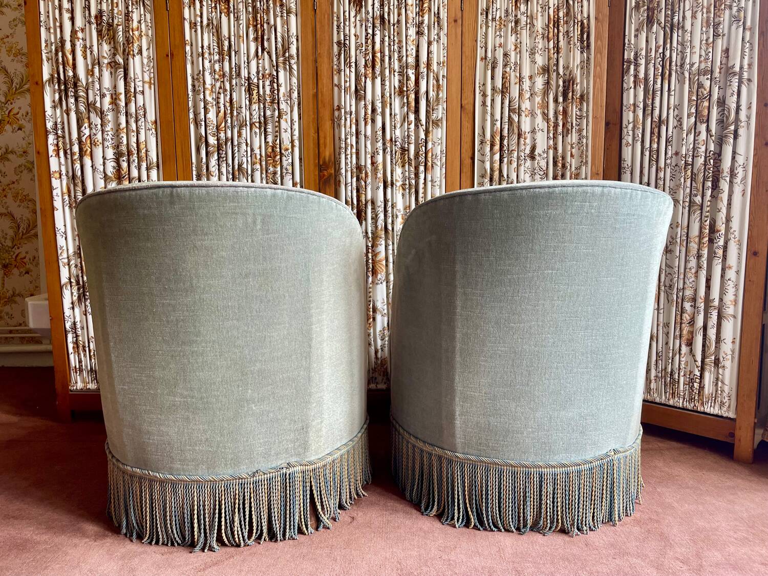 Old sky blue toad armchairs