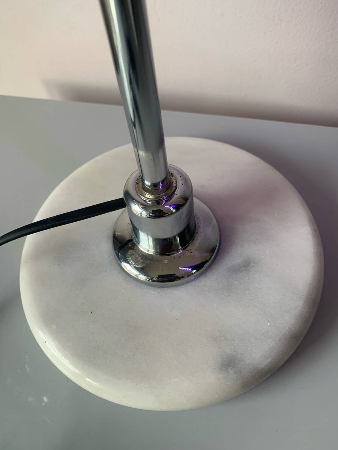 Vintage 70s chrome and marble lamp