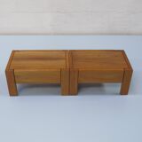 Paire de tables de chevets ou basses Regain orme verni