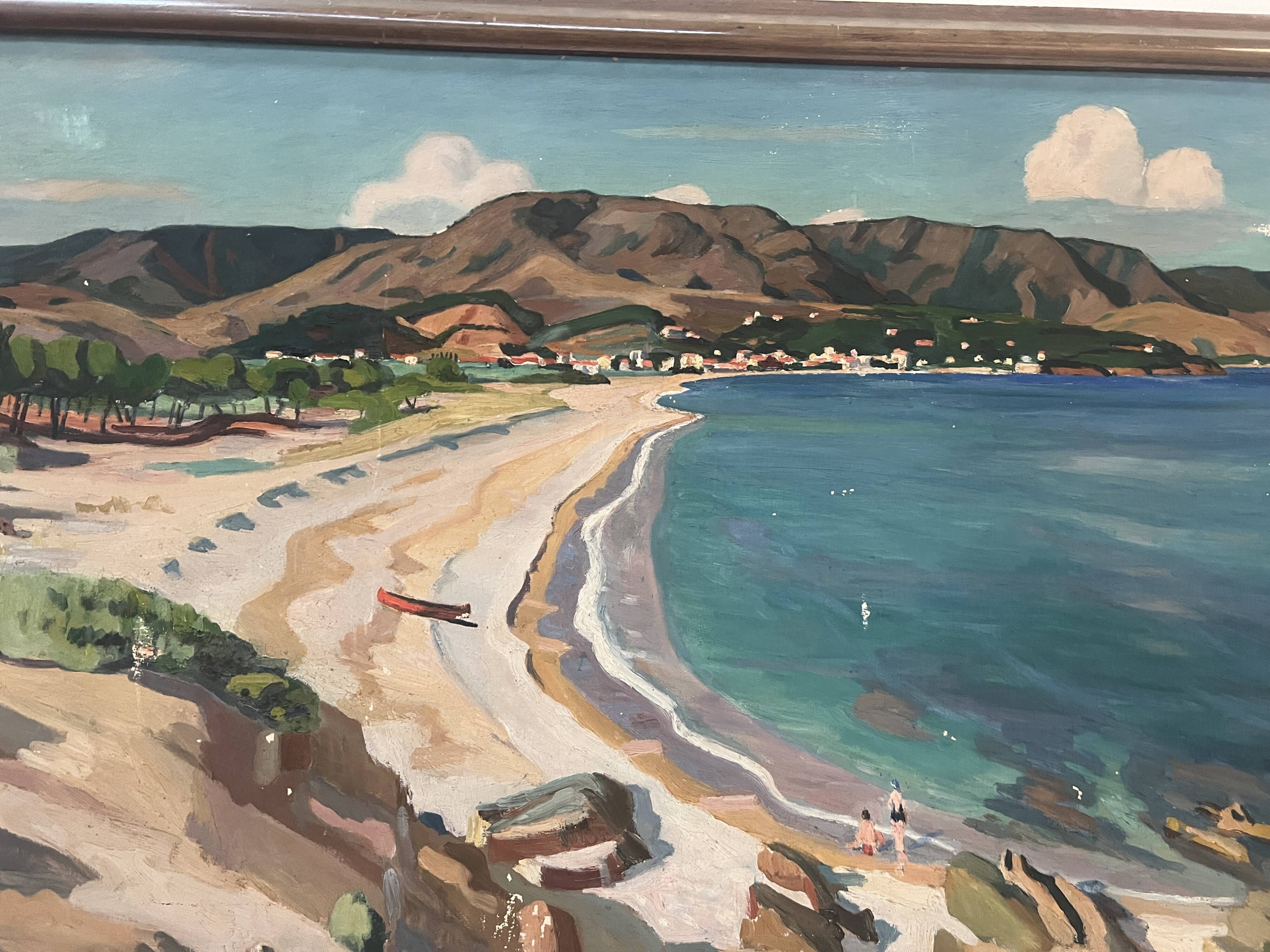 "View of the AGUAY Bay" Oil on canvas by Edmond ASTRUC 20th century