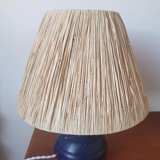Ball lamp in marsh sandstone and raffia 1960