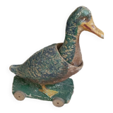 Old toy, duck to pull in paper mache/boiled cardboard