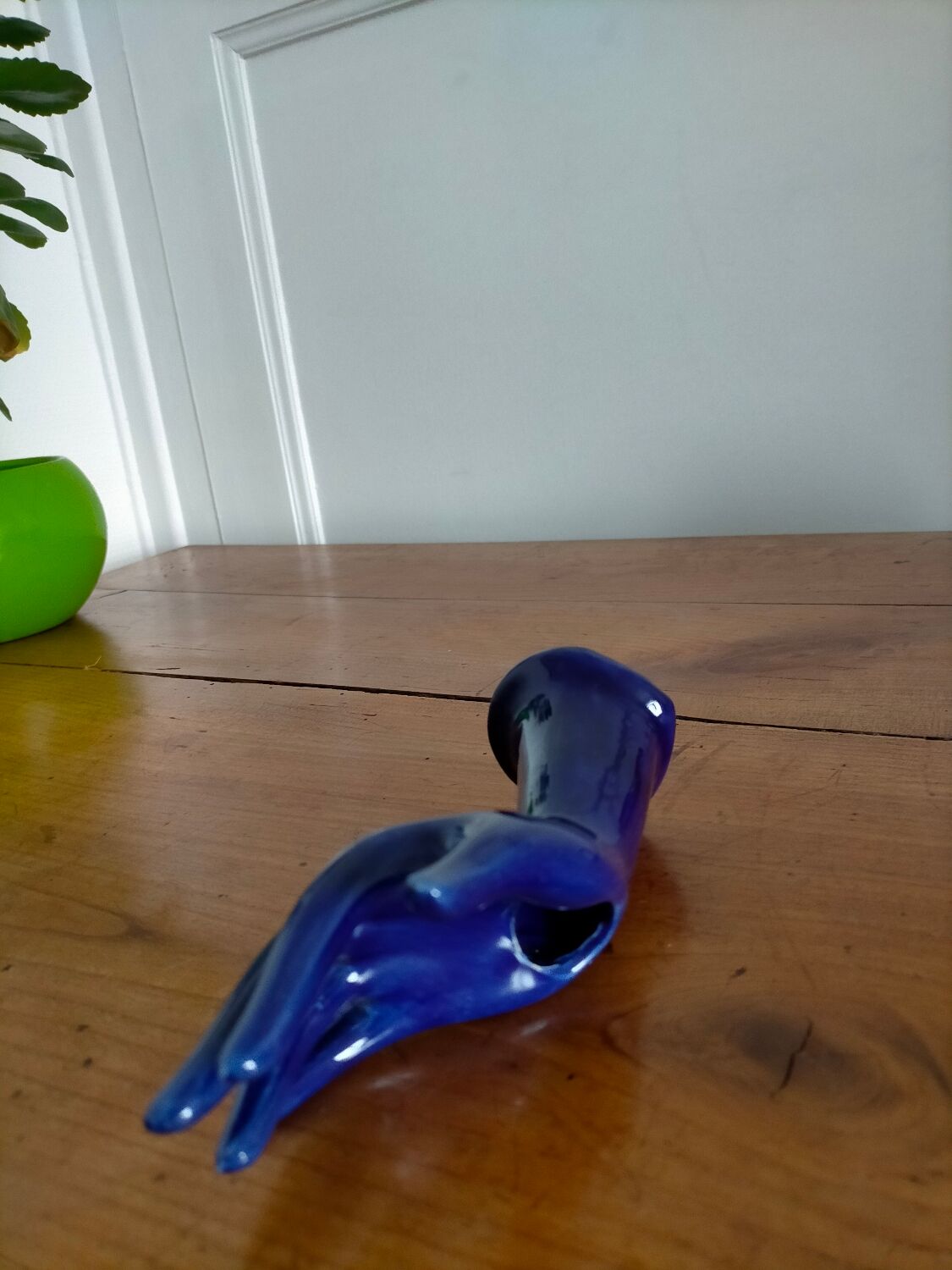 Hand navy blue ceramic vase