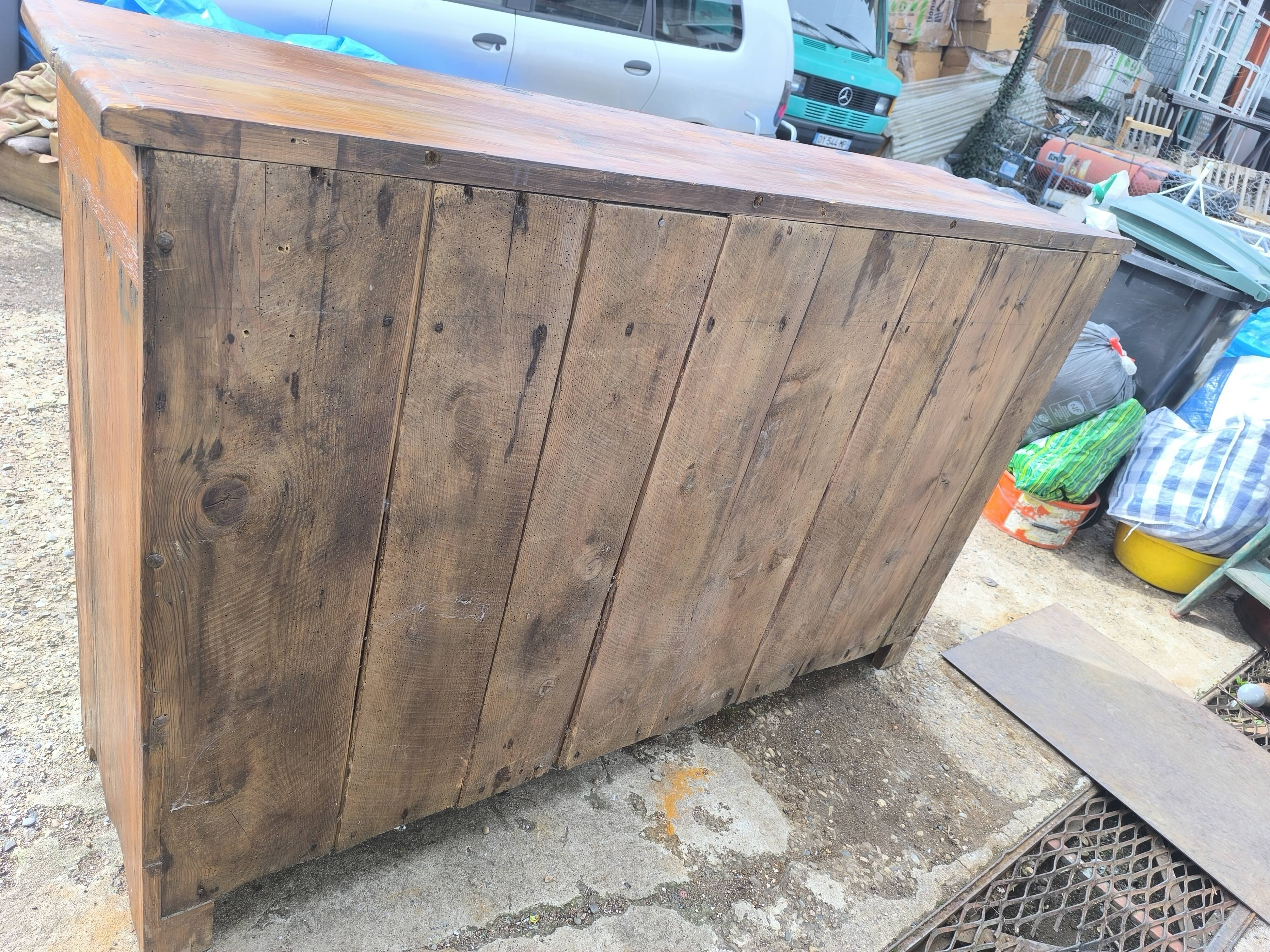 Vintage rustic Parisian sideboard with 3 doors and 3 drawers