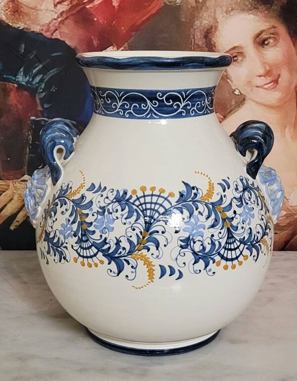 Gros vase en faïence italienne époque XXe