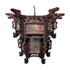 Carved wooden lantern and painted glass - China, Late 19th century
