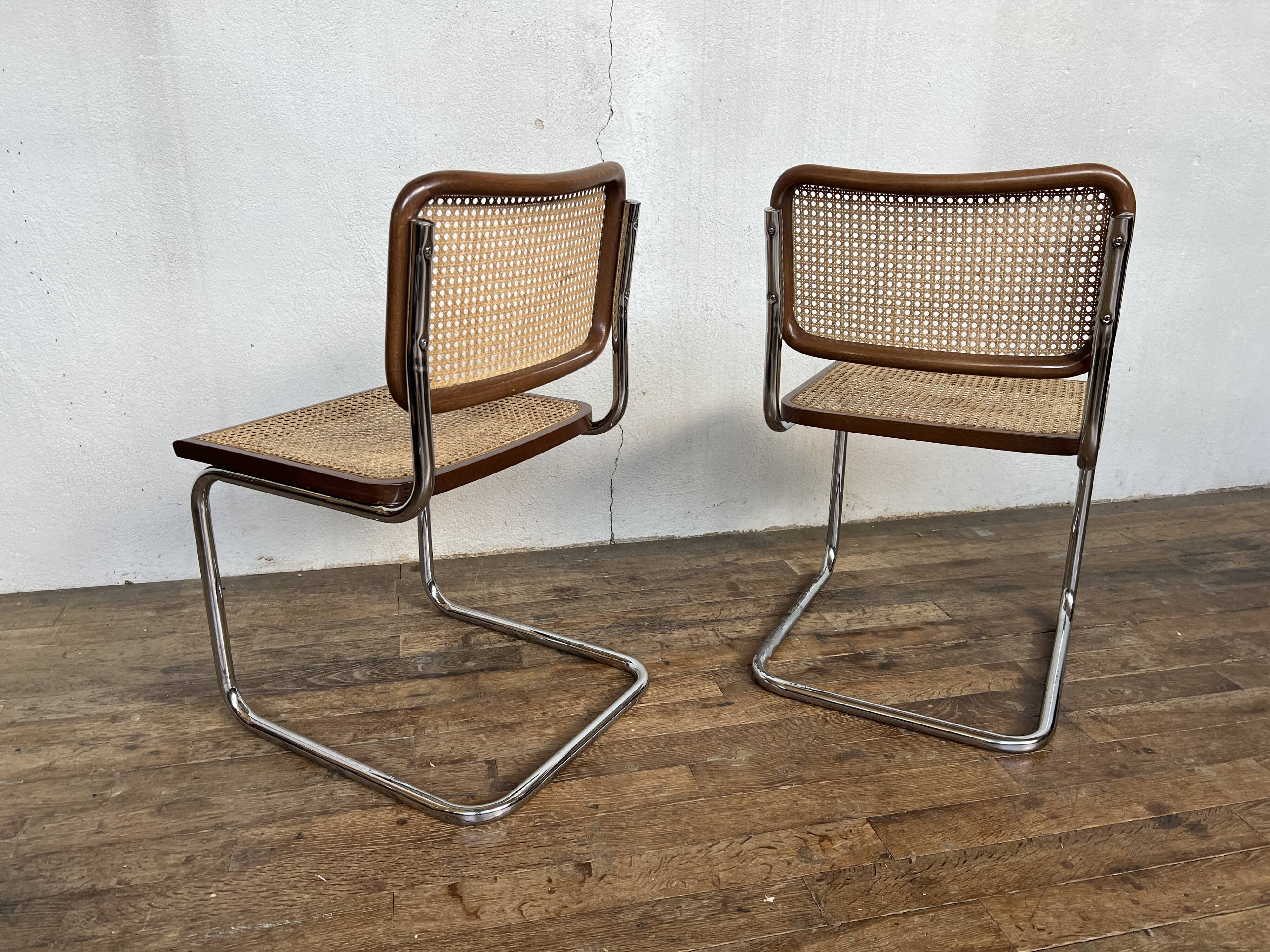 Pair of chairs Marcel Breuer B32 design bauhaus made in Italy