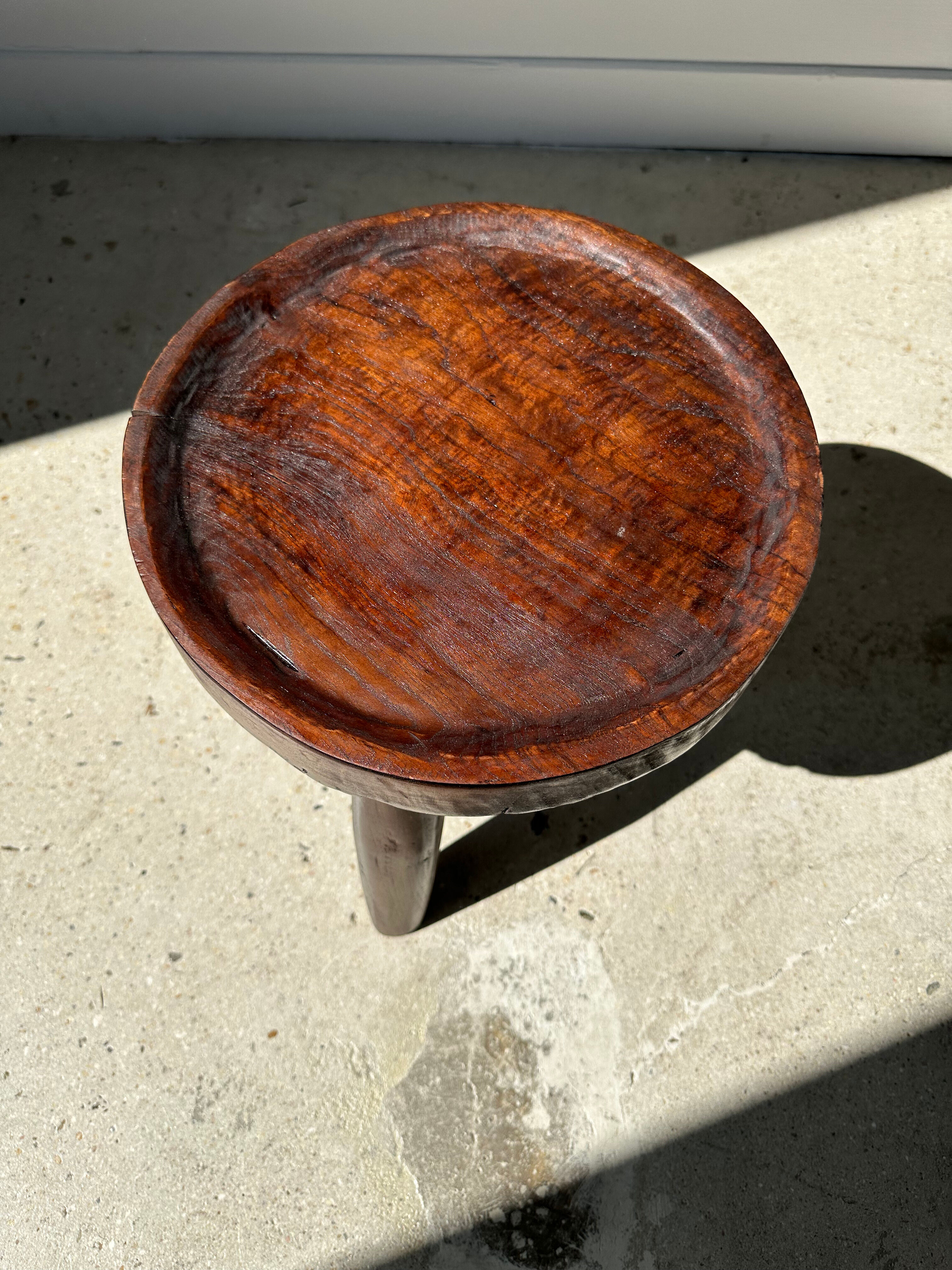 Brown solid wood stool hollow circular seat