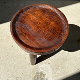 Brown solid wood stool hollow circular seat