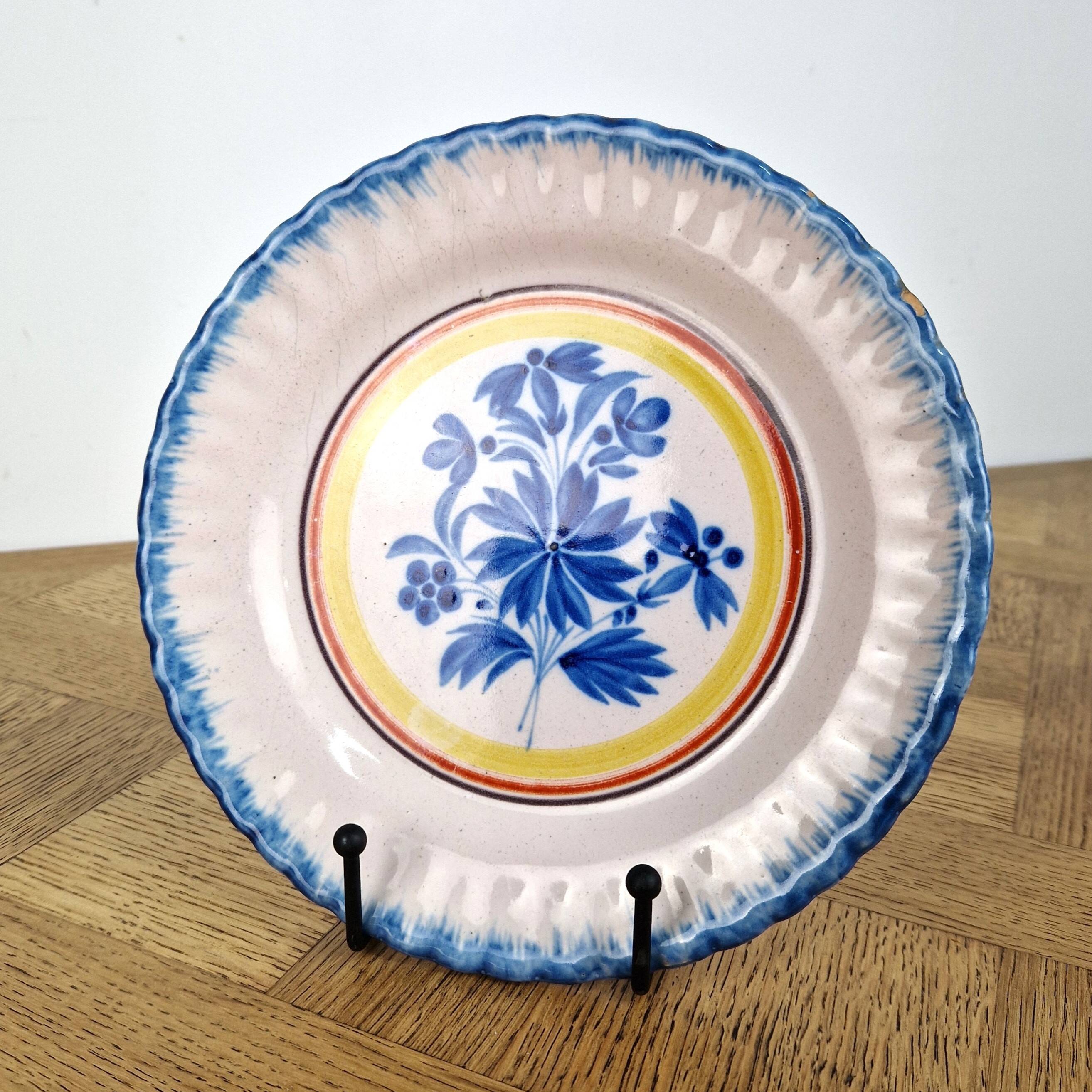 Old Auvillar faience plate - decorative plate