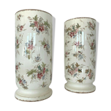 Pair of vases tubes in earthenware decorated XX century