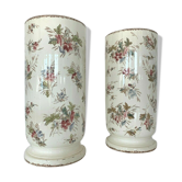 Paire de vases tubes en faïence décorée XX siècle