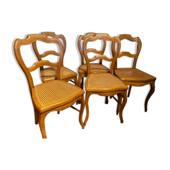 5 chaises cannées