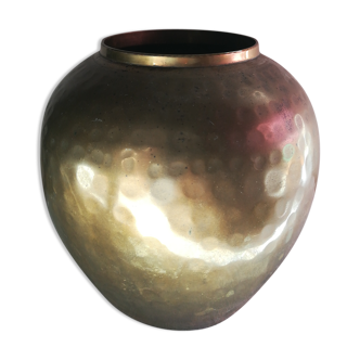 Brass hammered vase