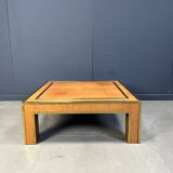 Brass and burl wood coffee table by Jean Claude Mahey, 1970s