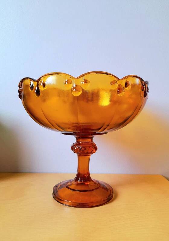 Amber glass fruit bowl