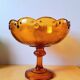 Amber glass fruit bowl