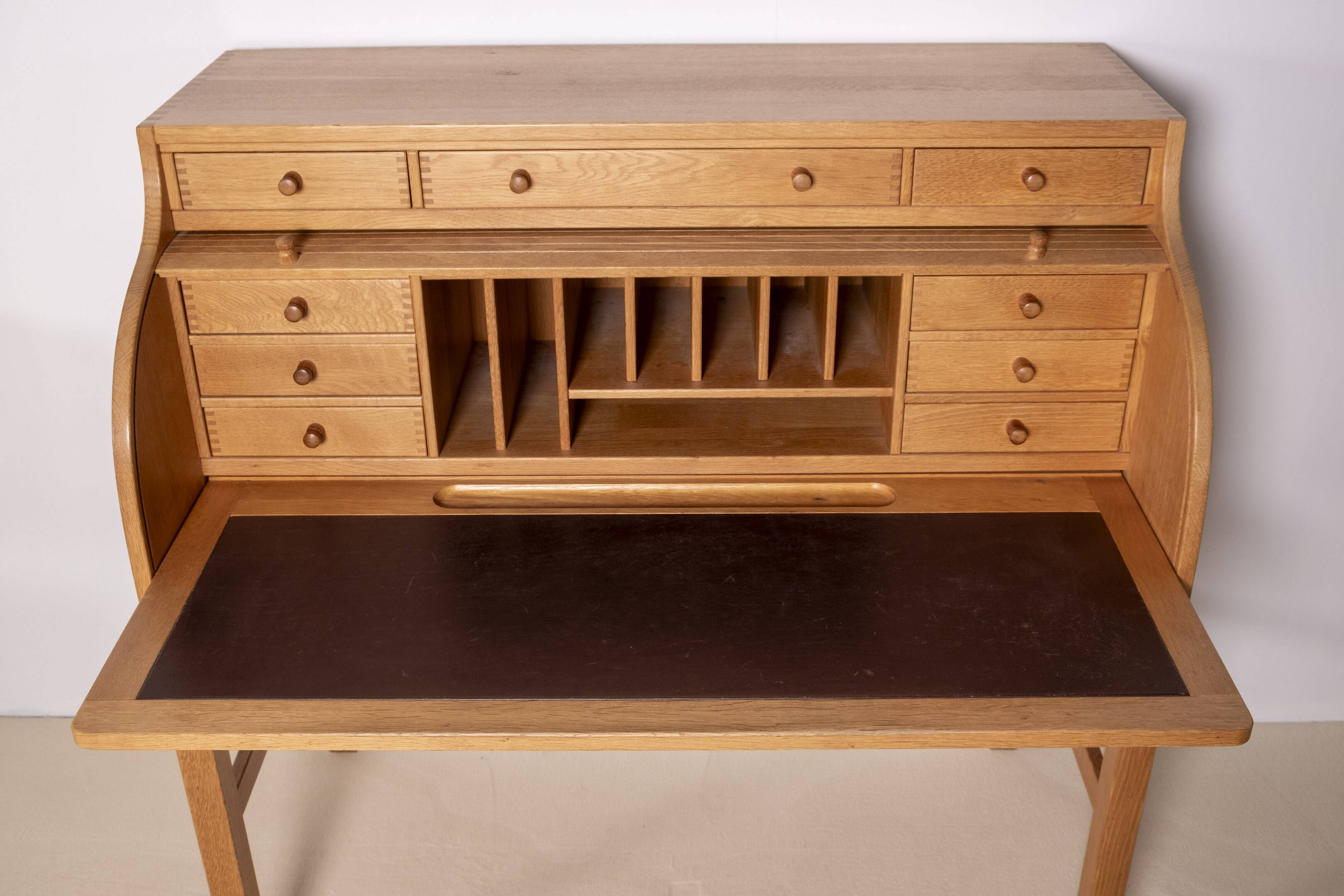 Andreas Hansen Roll Top Desk Secretary in Oak, 1970s Hadsten Traeindustri