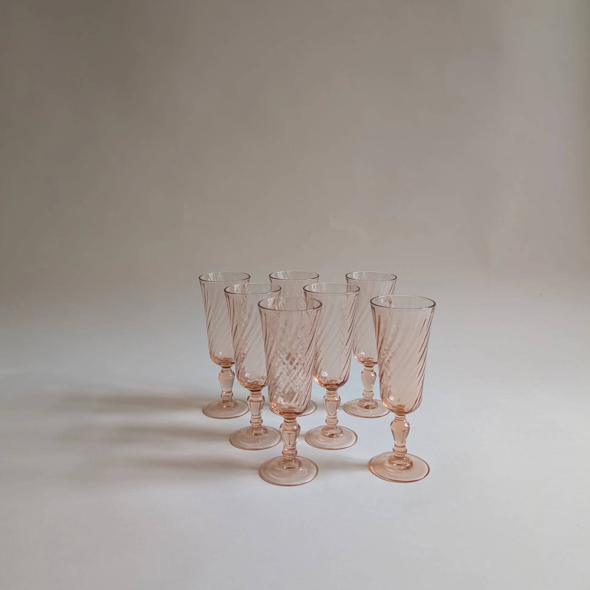 Rosaline flutes, Arcoroc France, 1970s/1980s