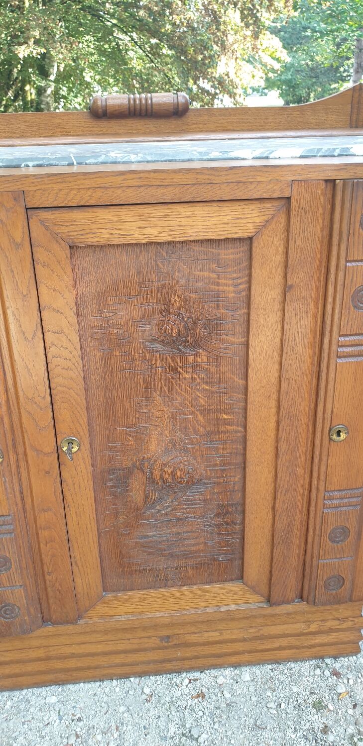 Art deco oak and marble sideboard