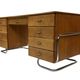 Bureau tubulaire de style Bauhaus du milieu du siècle, design des années 40 en chêne