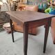Small patinated solid wood side table with tapered legs - 1900