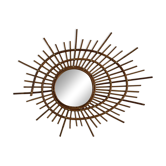 Miroir vintage 1960 soleil rotin osier ortf spirale design - 68 x 52 cm