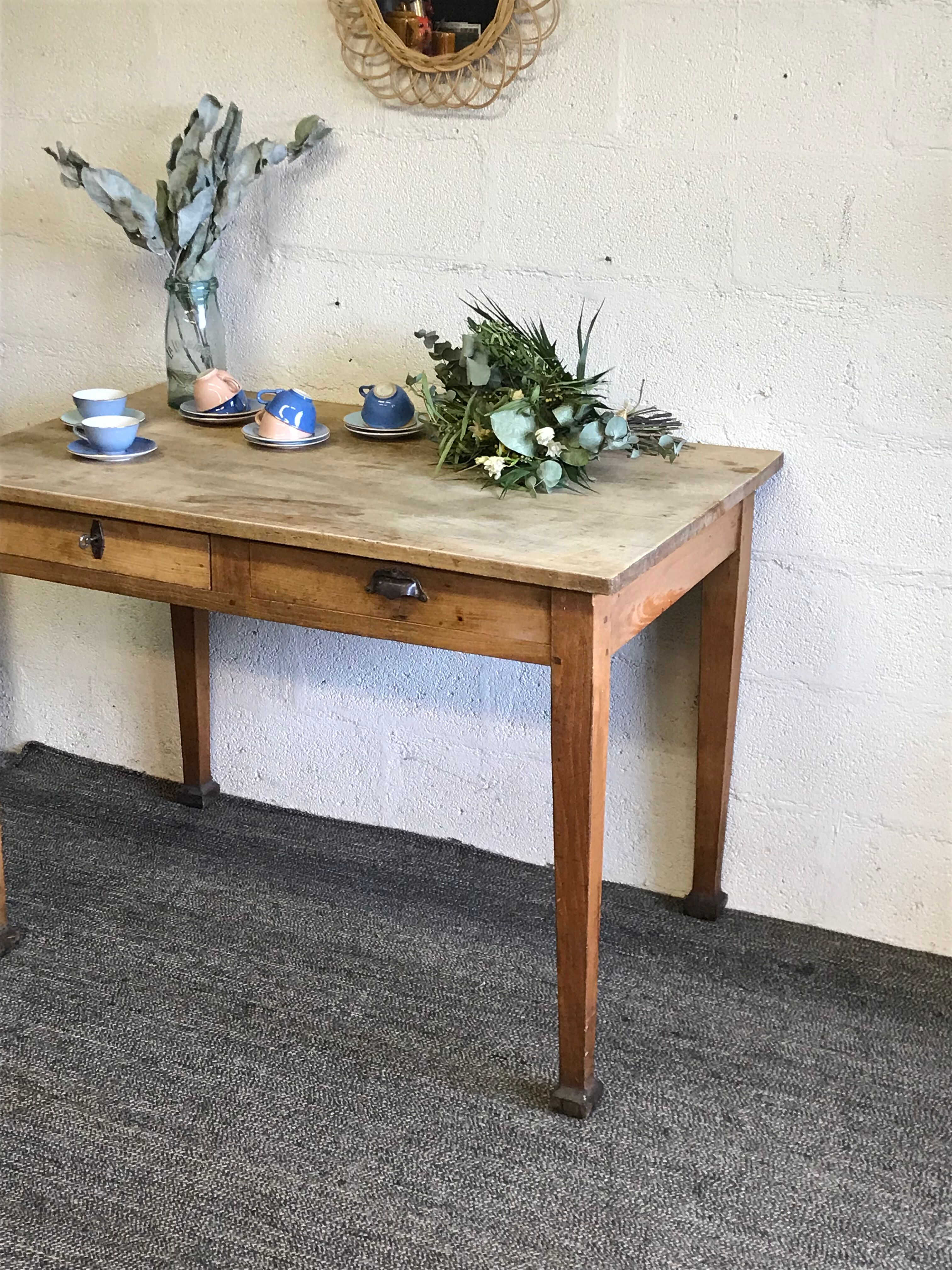 Old farm in light oak table