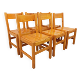 Set of 6 vintage Les Arcs chairs in pine from the 60s 70s