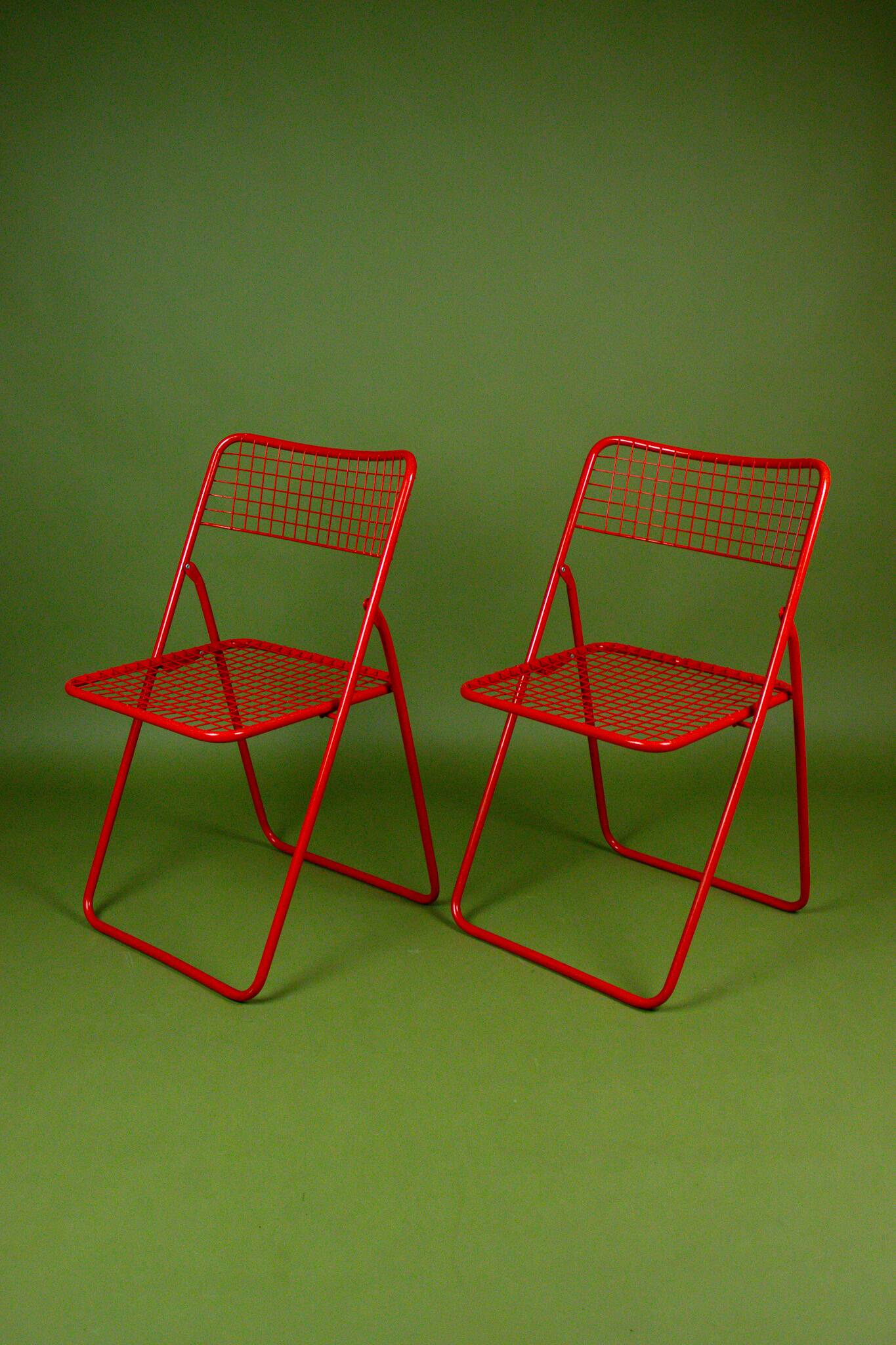 Red metal chair Ted Net Ikea vintage by Niels Gammelgaard